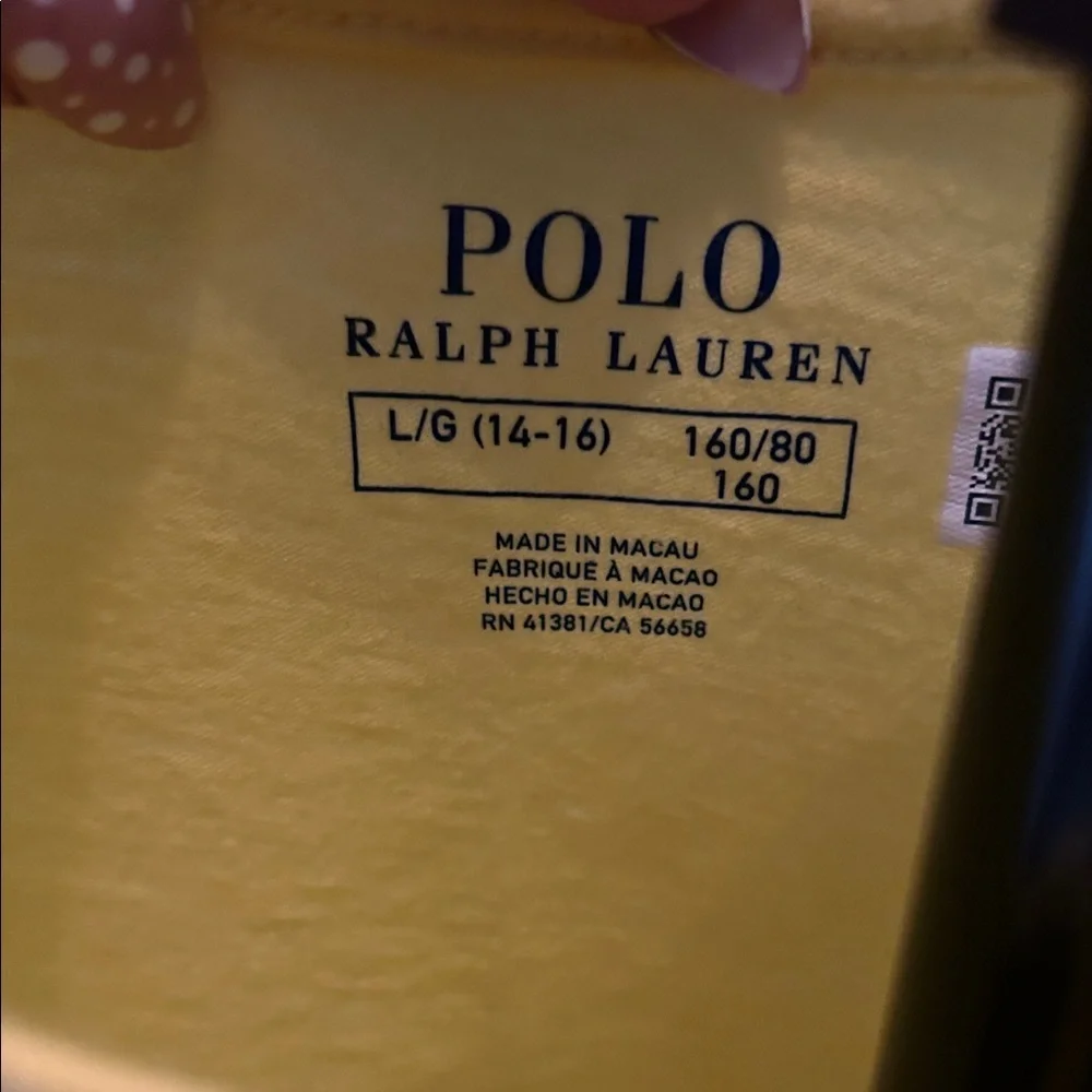 Ralph Lauren Kids Youth Yellow POLO Multicolor Logo Tee Size Large 14-16 Boys
